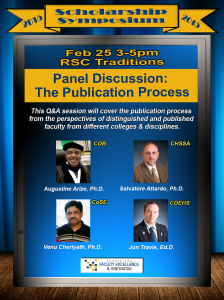 Feb 25 Scholarship Symposium Panel Discussion: The Publication Process flyer