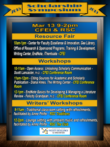 Mar 13 Scholarship Symposium Resource Fair & Workshops